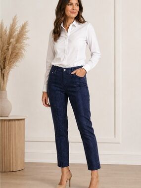 Eric Women’s Blue Snakeskin Print Skinny Pants Size 10